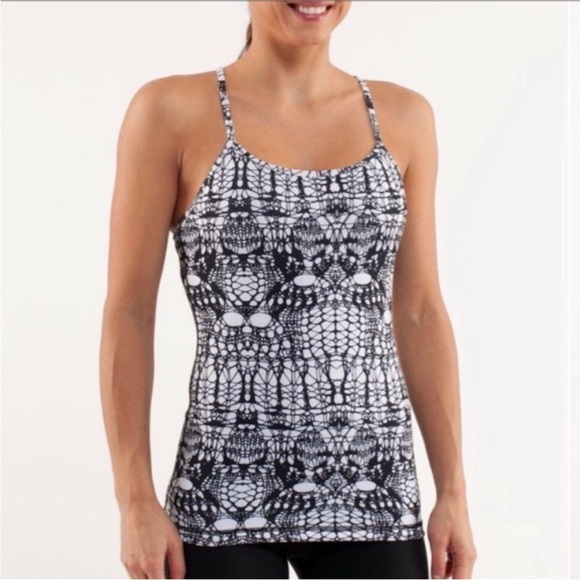 Lululemon black and white glacier power y tank top - Picture 1 of 7